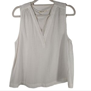 Marine Layer Coquette White Cotton V-Neck Sleeveless Minimalist Tank Top Shirt M